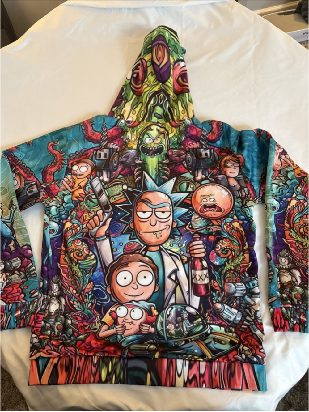 Rick and Morty Men's Pullover Hoodie 3D Printed, Cartoon Graphic, Size S - Picture 3 of 4